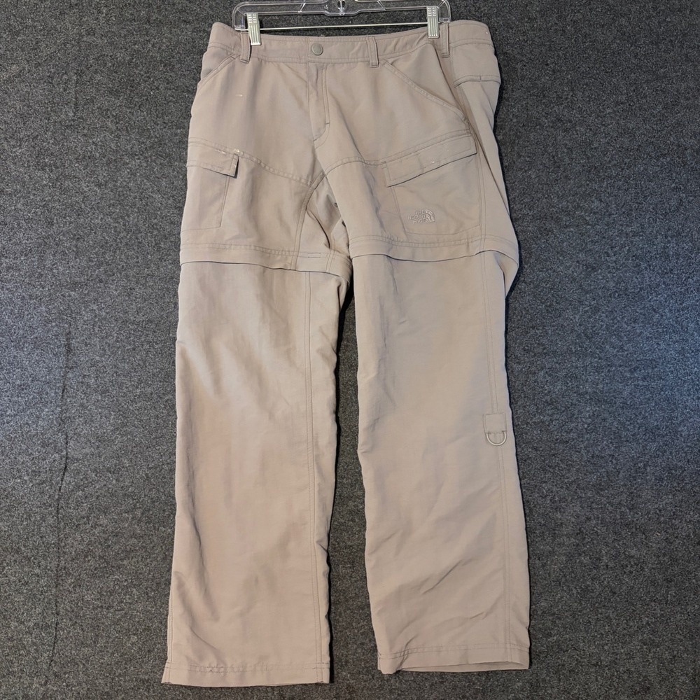The North Face Mens Convertible Hiking Cargo Pants Tan Beige Size 14 Short